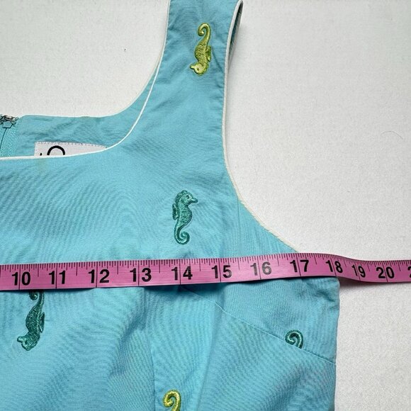 LILLY PULITZER Women Seahorse Shift Dress Sleeveless Zip Back Sz 12 Blue 16-5 - Picture 9 of 12